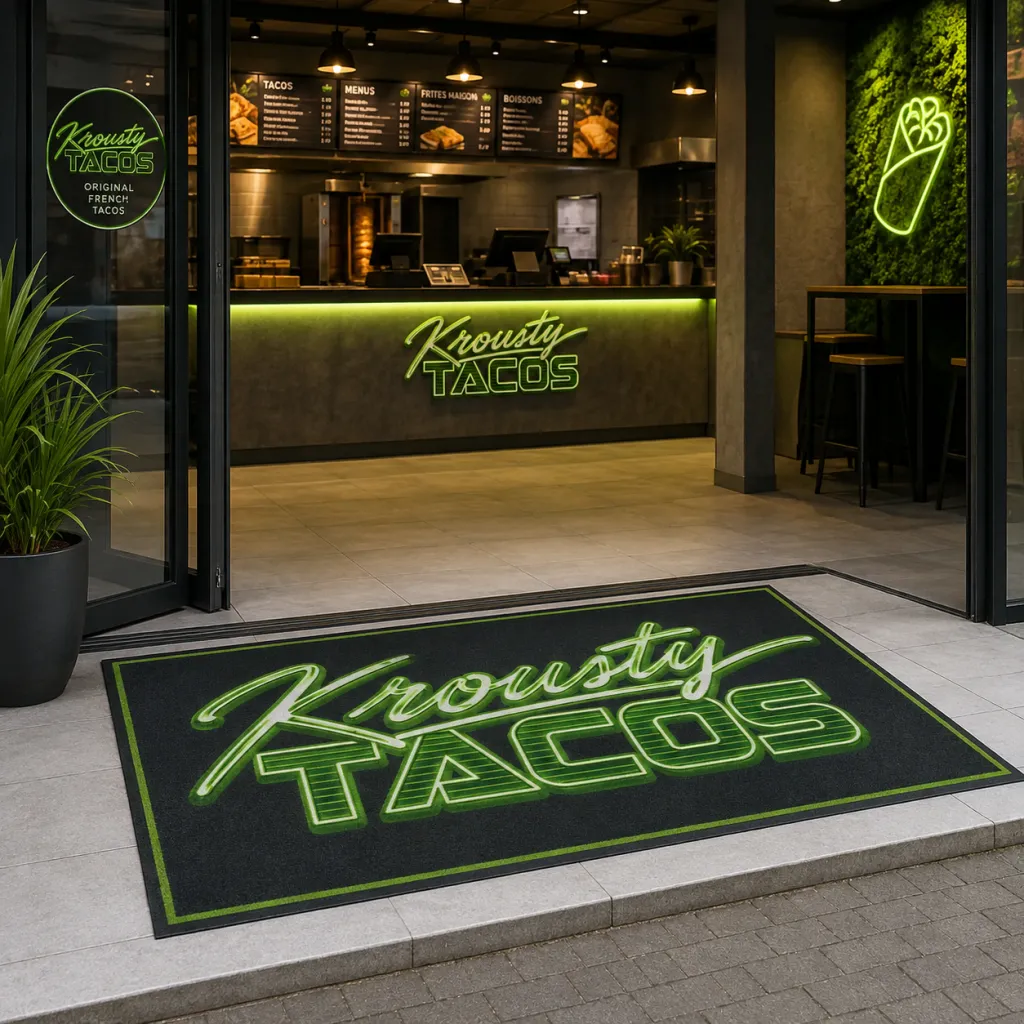 Exemple de tapis d'entrée personnalisé installé chez un professionnel