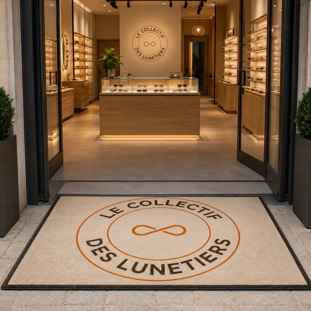 Exemple de tapis d'entrée personnalisé installé chez un professionnel
